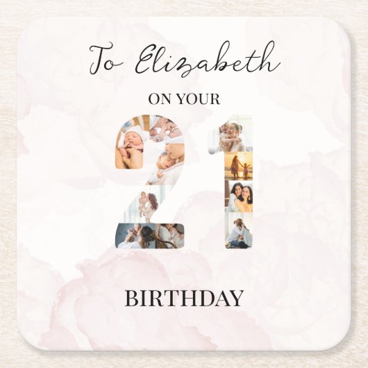 かわいい オーダーメイド 家族の写真 スクエアペーパーコースター (正面)