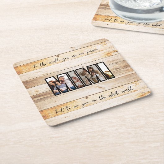 かわいい オーダーメイド 家族の写真 スクエアペーパーコースター (アングル)