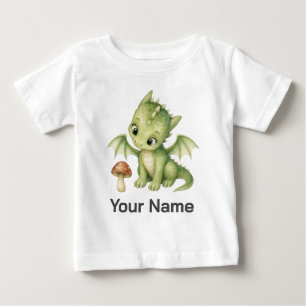 かわいい オーダーメイド 森の赤ちゃんドラゴン 子供服 ベビーTシャツ