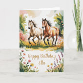 かわいい オーダーメイド 水彩 馬 誕生日 カード (正面)