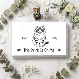 かわいい オーダーメイド 猫の結婚式 ドリンクチケット エンクロージャーカード