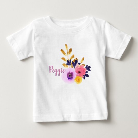 かわいい オーダーメイド 花のチュチュ ベビーTシャツ (正面)