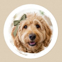 かわいい オーダー 写真 犬 ペット モダン プリント ラウンドシール