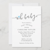 かわいい オー ベイビー ブルー ハート ボーイ ベイビー シャワーの招待状 招待状 (正面)