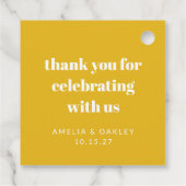 かわいい カスタム イエロー カップル シャワー お礼 フェイバータグ (裏面)