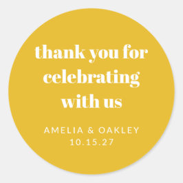 かわいい カスタム イエロー カップル シャワー お礼 ラウンドシール