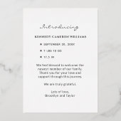 かわいい カスタム フォト シンプル ハロー ベイビー ニューボーン バースデー 箔招待状 (裏面)