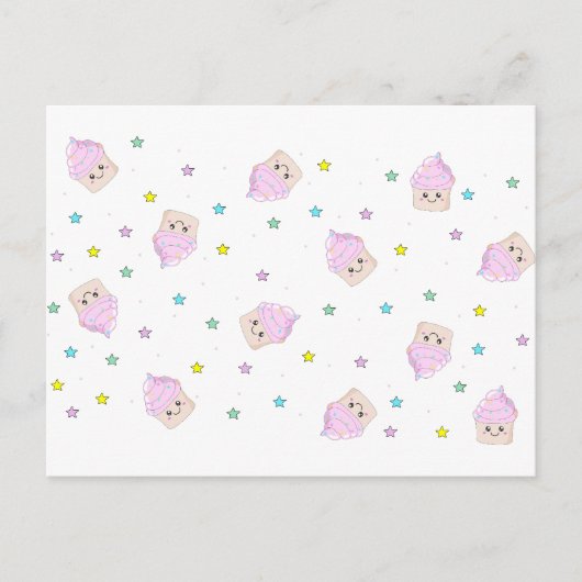 かわいい カップケーキのパターン ポストカード (正面)