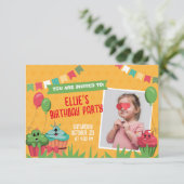 かわいい カップケーキ 誕生日パーティー 横型 バナー 招待状 (スタンド正面)