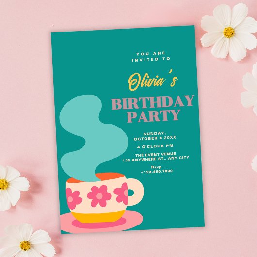 かわいい カップ 誕生日 招待状