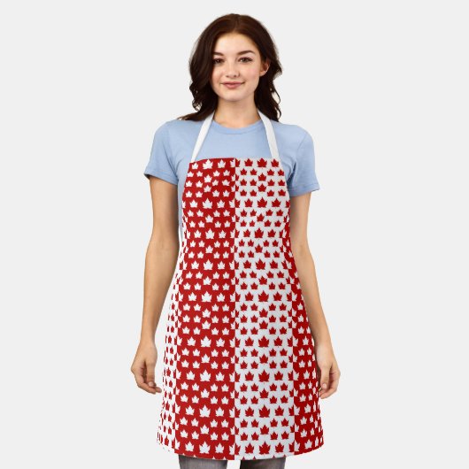 かわいい カナダ エプロン カナダ カエデの葉 お土産 エプロン (着用した状態)