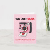 かわいい カメラ パン 愛 バレンタイン 子供とカップル シーズンカード (正面)