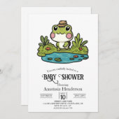 かわいい カラフルなカエルのベビーシャワー 招待状 (正面/裏面)