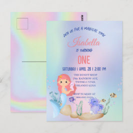 かわいい カラフルな人魚 レインボー 誕生日パーティー 子どもたち ポストカード