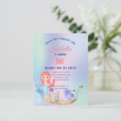 かわいい カラフルな人魚 レインボー 誕生日パーティー 子どもたち ポストカード (スタンド正面)