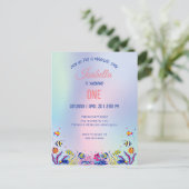 かわいい カラフルな人魚 レインボー 誕生日パーティー 子どもたち ポストカード (スタンド正面)