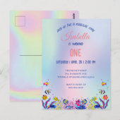 かわいい カラフルな人魚 レインボー 誕生日パーティー 子どもたち ポストカード (正面/裏面)