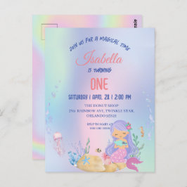 かわいい カラフルな人魚 レインボー 誕生日パーティー 子供たち ポストカード