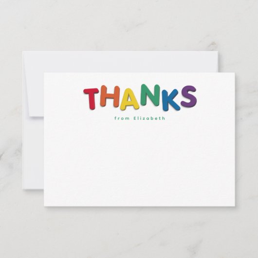 かわいい カラフルな感謝の気持ちを込めたパーソナライズ サンキューカード (正面)
