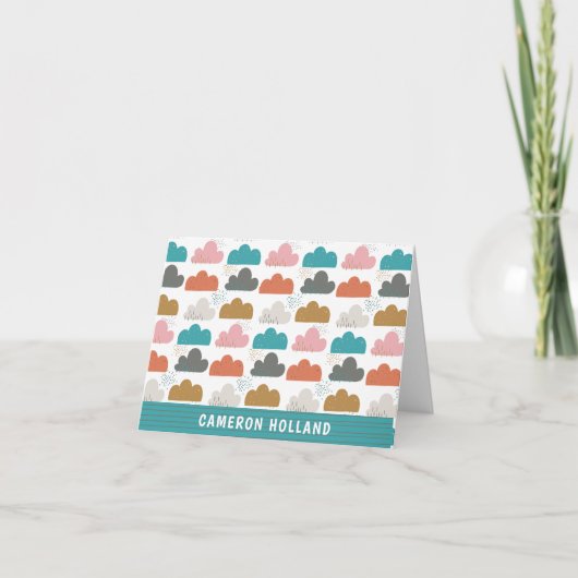 かわいい カラフルな雲のオリジナル文房具 ノートカード (正面)