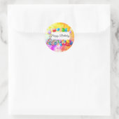 かわいい、カラフルな風船 & 花火、誕生日 ラウンドシール (バッグ)