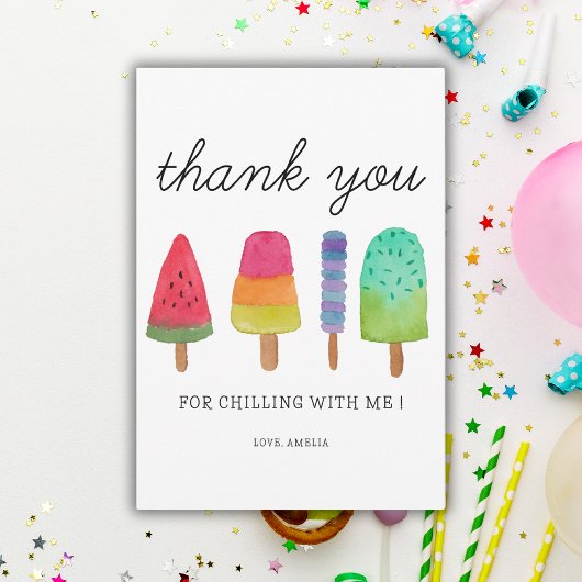かわいい カラフルな アイスポップパーティー ありがとうカード サンキューカード