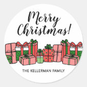 かわいい カラフルな メリークリスマス ラウンドシール (正面)