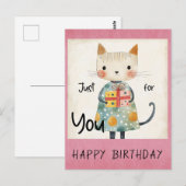 かわいい カラフルな 猫の プレゼント ハッピー バースデー ポストカード (正面/裏面)