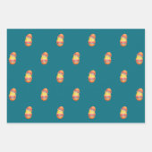 かわいい，カラフルイースターバニー，卵チキン，休日 ラッピングペーパーシート (正面3)