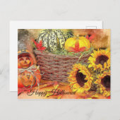 かわいい，カラフルカボチャ，ハロウィーン ポストカード (正面/裏面)