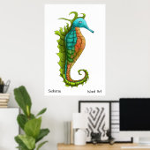 かわいい&カラフルシーホース水彩プリント ポスター (ホームオフィス)