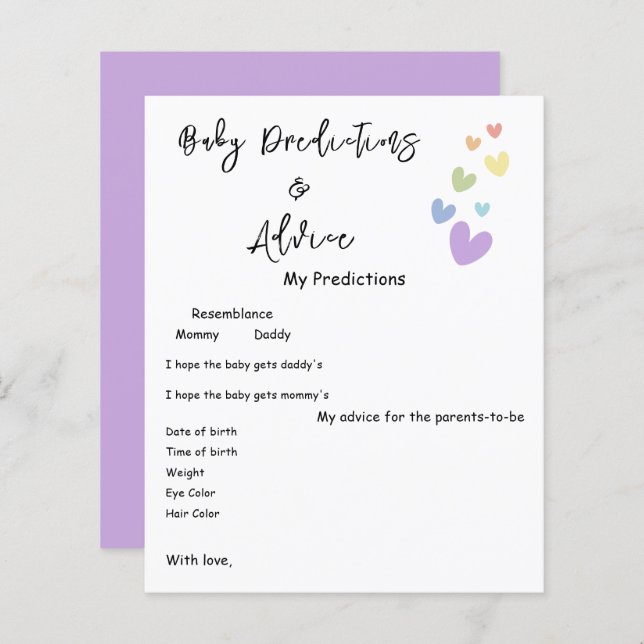 かわいい&カラフルハートベビーシャワーゲームフライヤー (正面/裏面)