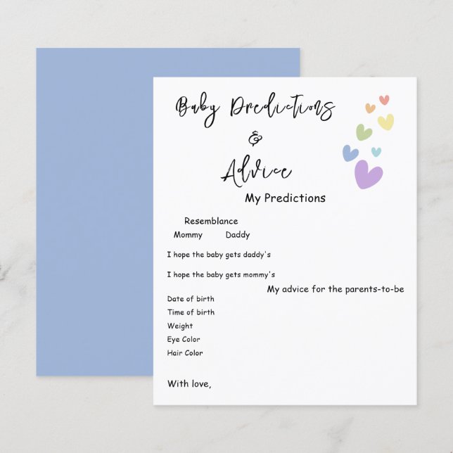 かわいい&カラフルハートベビーシャワーゲームフライヤー (正面/裏面)