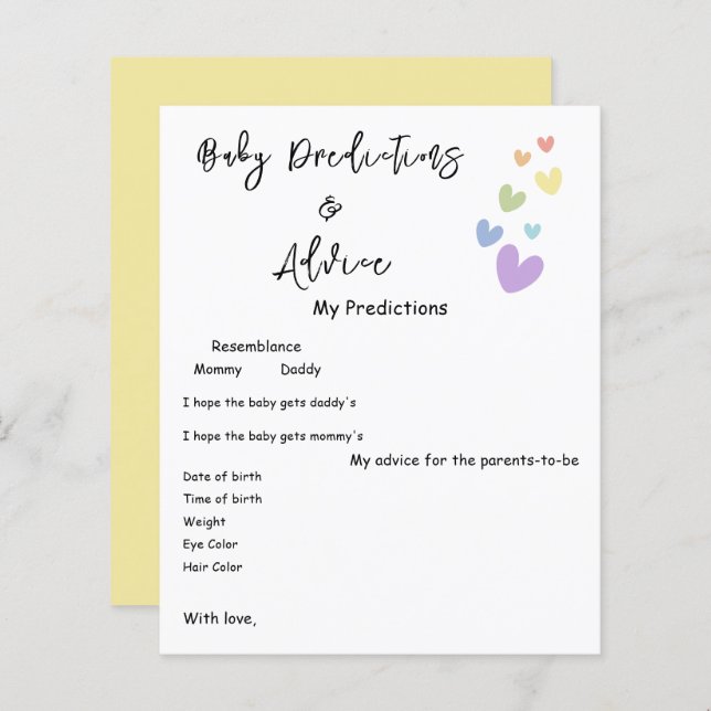 かわいい&カラフルハートベビーシャワーゲームフライヤー (正面/裏面)