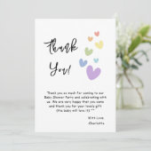 かわいい&カラフルハートベビーシャワー サンキューカード (スタンド正面)