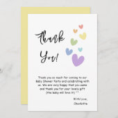かわいい&カラフルハートベビーシャワー サンキューカード (正面/裏面)