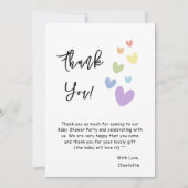 かわいい&カラフルハートベビーシャワー サンキューカード (正面)