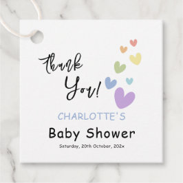 かわいい&カラフルハートベビーシャワー フェイバータグ