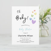 かわいい&カラフルハートベビーシャワー 招待状 (スタンド正面)