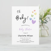かわいい&カラフルハートベビーシャワー 招待状 (スタンド正面)