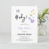 かわいい&カラフルハートベビーシャワー 招待状 (スタンド正面)