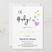 かわいい&カラフルハートベビーシャワー 招待状 (正面)