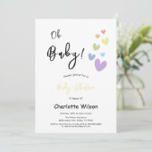 かわいい&カラフルハートベビーシャワー 招待状 (スタンド正面)