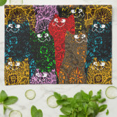 かわいい&カラフルフローラハッピーキャッツ キッチンタオル (折り畳み)