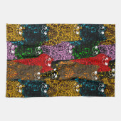 かわいい&カラフルフローラハッピーキャッツ キッチンタオル (横)