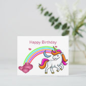 かわいい,カラフルユニコーン,虹,ハート,誕生日 ポストカード (スタンド正面)