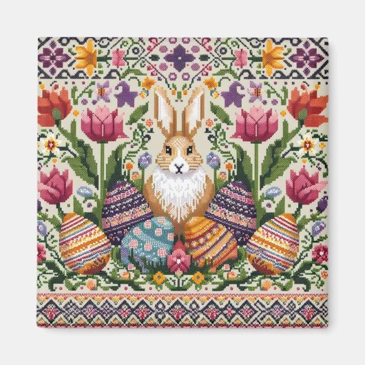 かわいい/カラフル春/イースターフェア島 マグネット (正面)