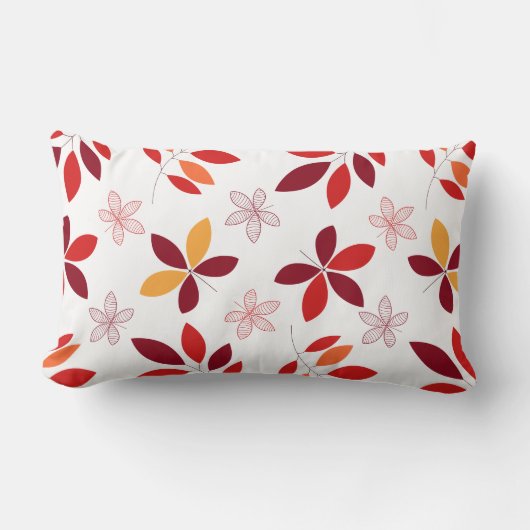かわいい&カラフル紅葉パターン ランバークッション (正面)