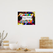 かわいい，カラフル風船，花火，誕生日 ポスター (キッチン)