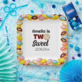 かわいい&カラフル2つのスイートドーナツ2nd誕生日の女の子 ペーパープレート (パーティー)